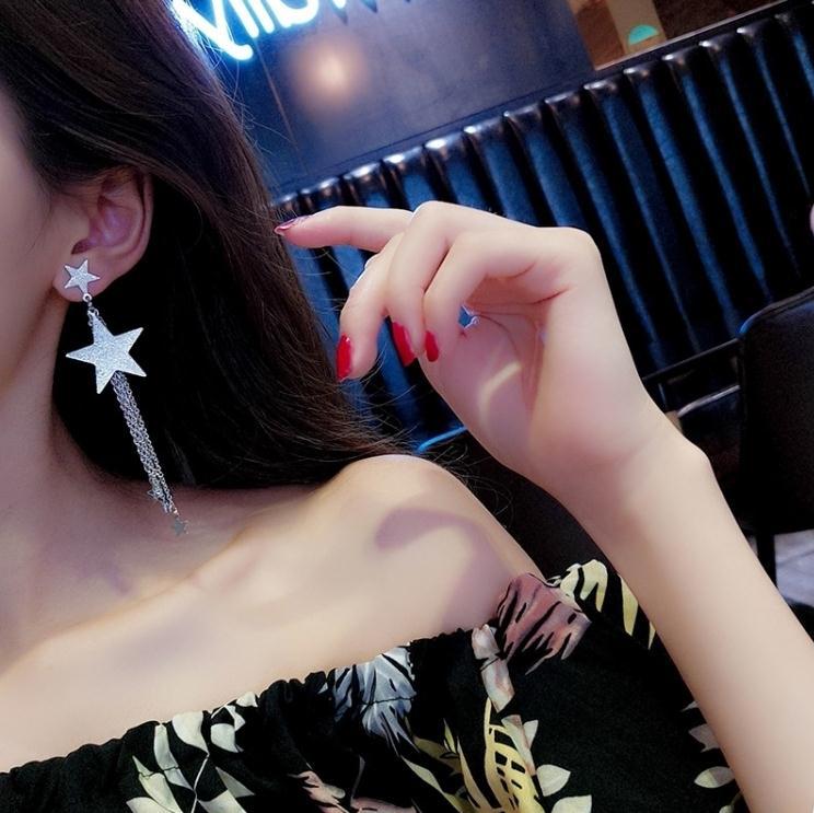 Eardrops Graceful Personality Five-pointed Star Long Earrings