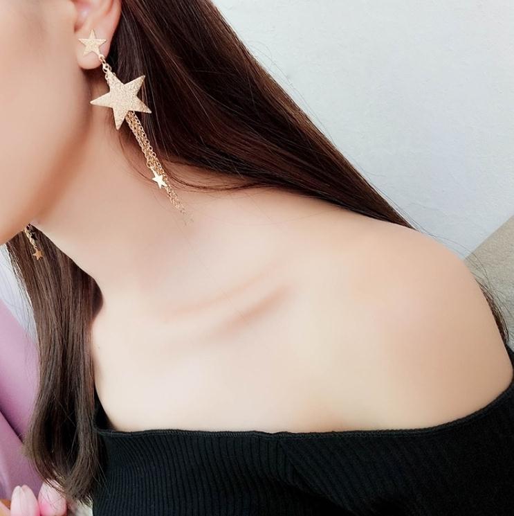 Eardrops Graceful Personality Five-pointed Star Long Earrings