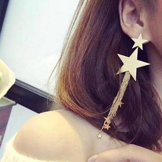 Eardrops Graceful Personality Five-pointed Star Long Earrings