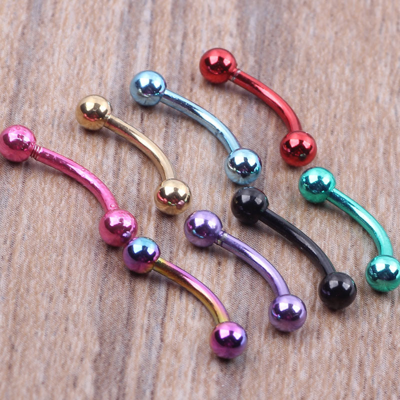 Trend Curved Rod Ball Colorful Eyebrow Ear Bone Earrings