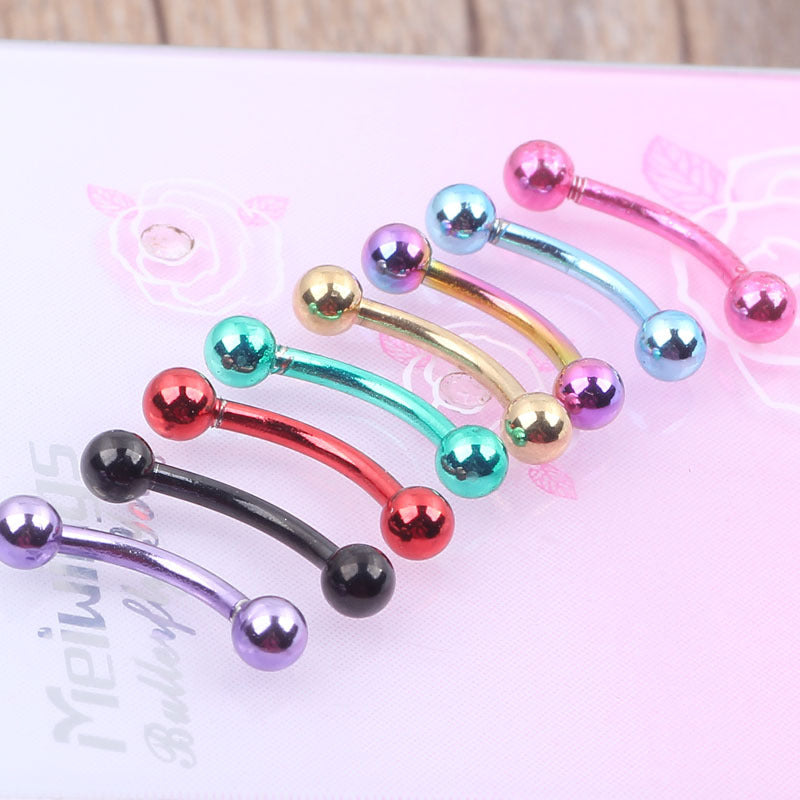 Trend Curved Rod Ball Colorful Eyebrow Ear Bone Earrings