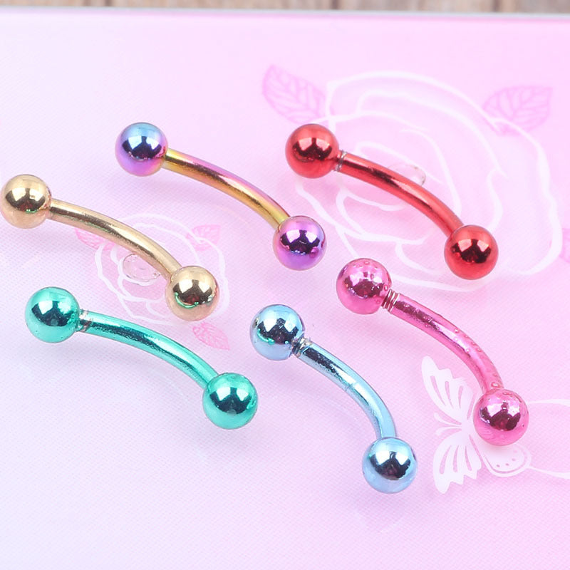 Trend Curved Rod Ball Colorful Eyebrow Ear Bone Earrings