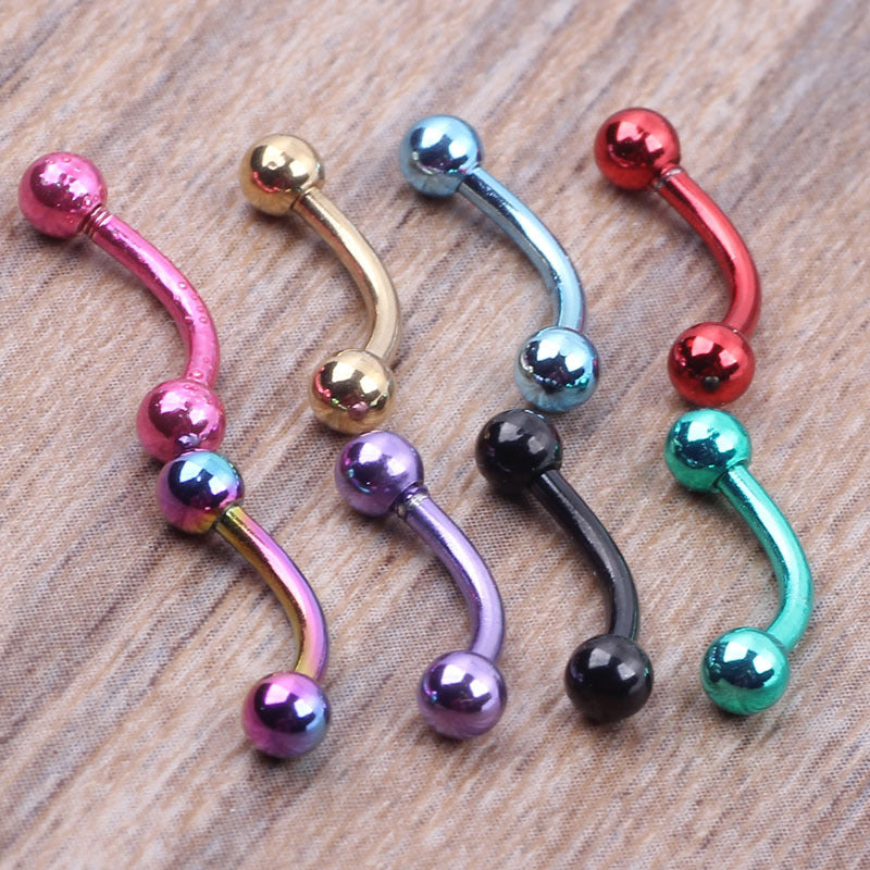 Trend Curved Rod Ball Colorful Eyebrow Ear Bone Earrings