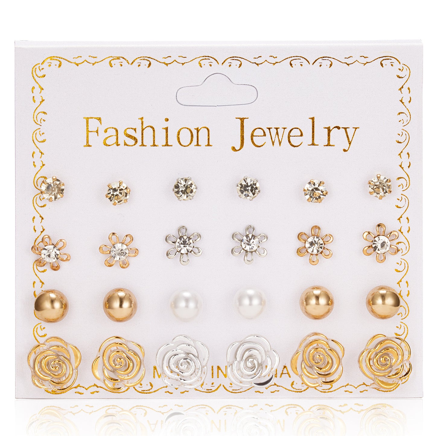 Card Personalized Pairs Flower Ball Zircon Earrings