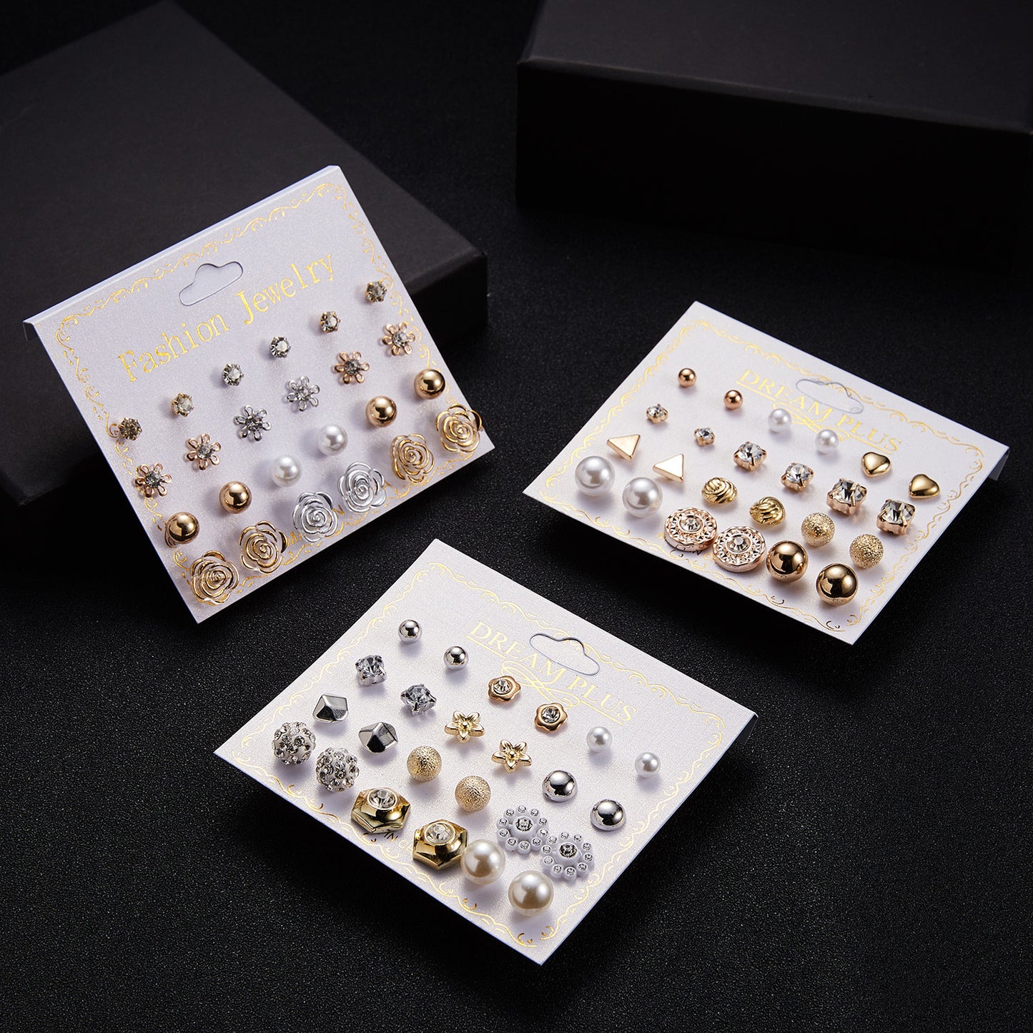 Card Personalized Pairs Flower Ball Zircon Earrings