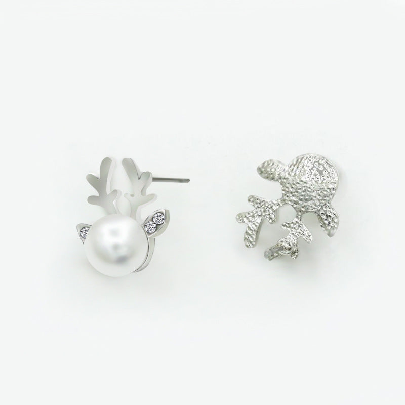 Pearl Simple Deer Head Elegant Generous Earrings