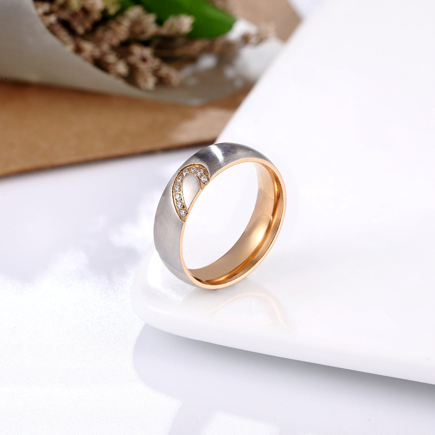 Accessories Korean Style Fashion Stitching Peach Heart Lover Rings