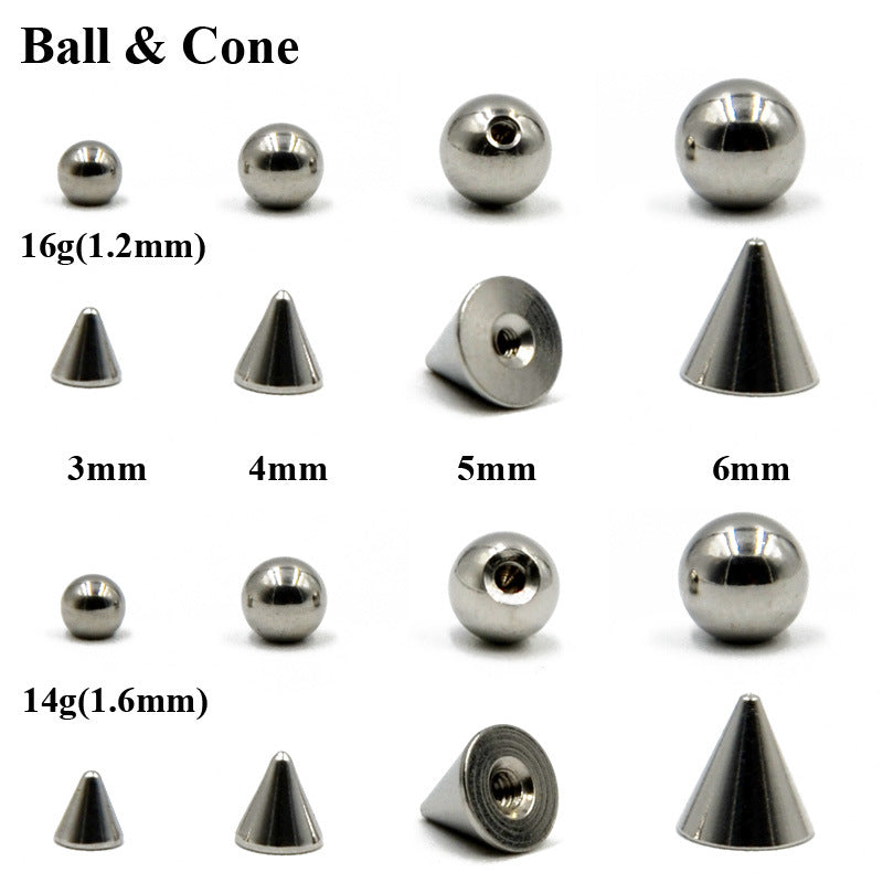 Steel Ball Tapered Piercing Replacement Accessories Thread Earrings