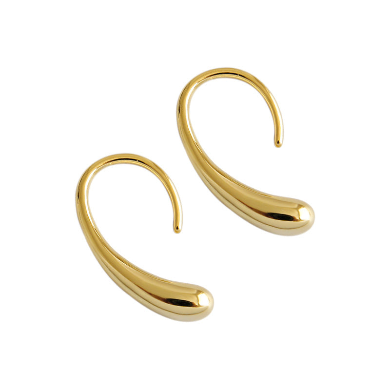 Sterling Sier Simple Curved Drop-shaped Ear Hook Earrings