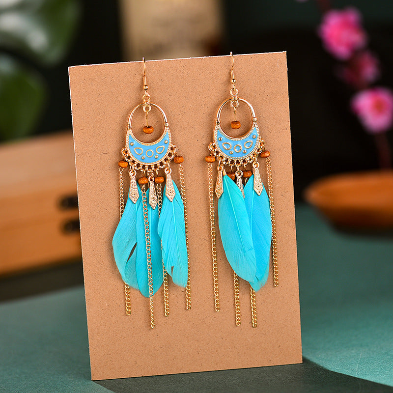 Fashion Geometric Dripping Feather Your Daisy Earrings