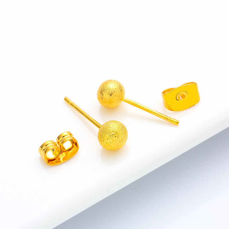 Women's Brass Gold-plated Frosted Glazed Surface Ear Beans Rings