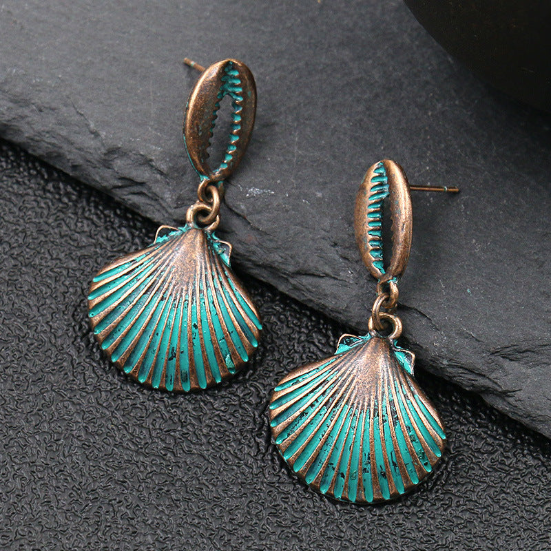 Starfish Shell Electroplating Metal Alloy Female Earrings