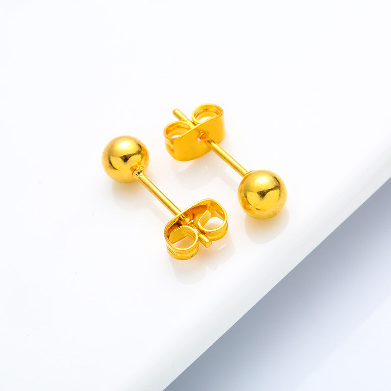 Women's Brass Gold-plated Frosted Glazed Surface Ear Beans Rings