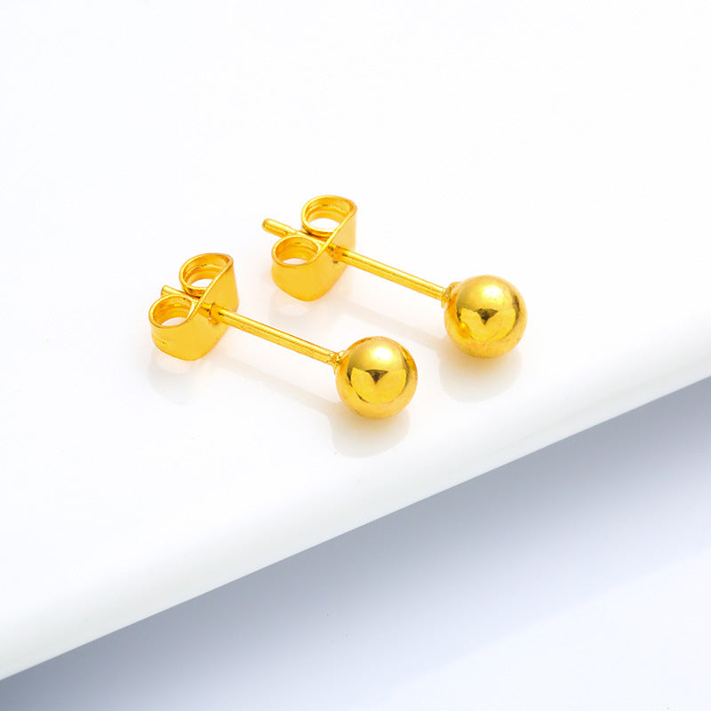 Women's Brass Gold-plated Frosted Glazed Surface Ear Beans Rings