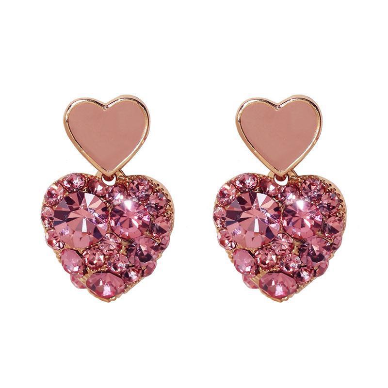 Needle Girlish Heart Love Pink Heart-shaped Earrings