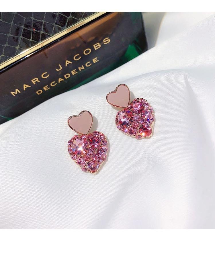 Needle Girlish Heart Love Pink Heart-shaped Earrings