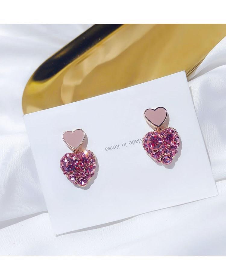 Needle Girlish Heart Love Pink Heart-shaped Earrings