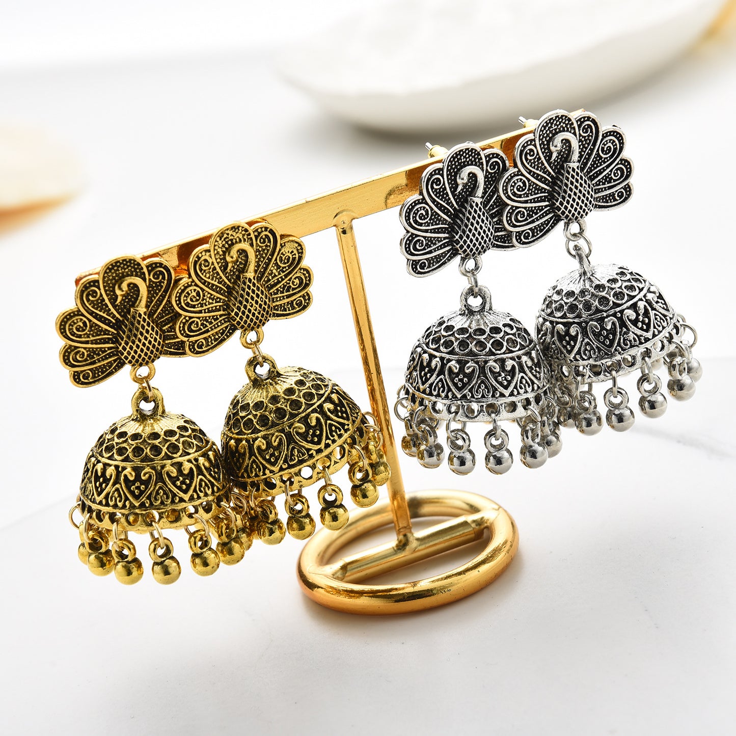 Fashion Alloy Creative Ornament Peacock Open Earrings