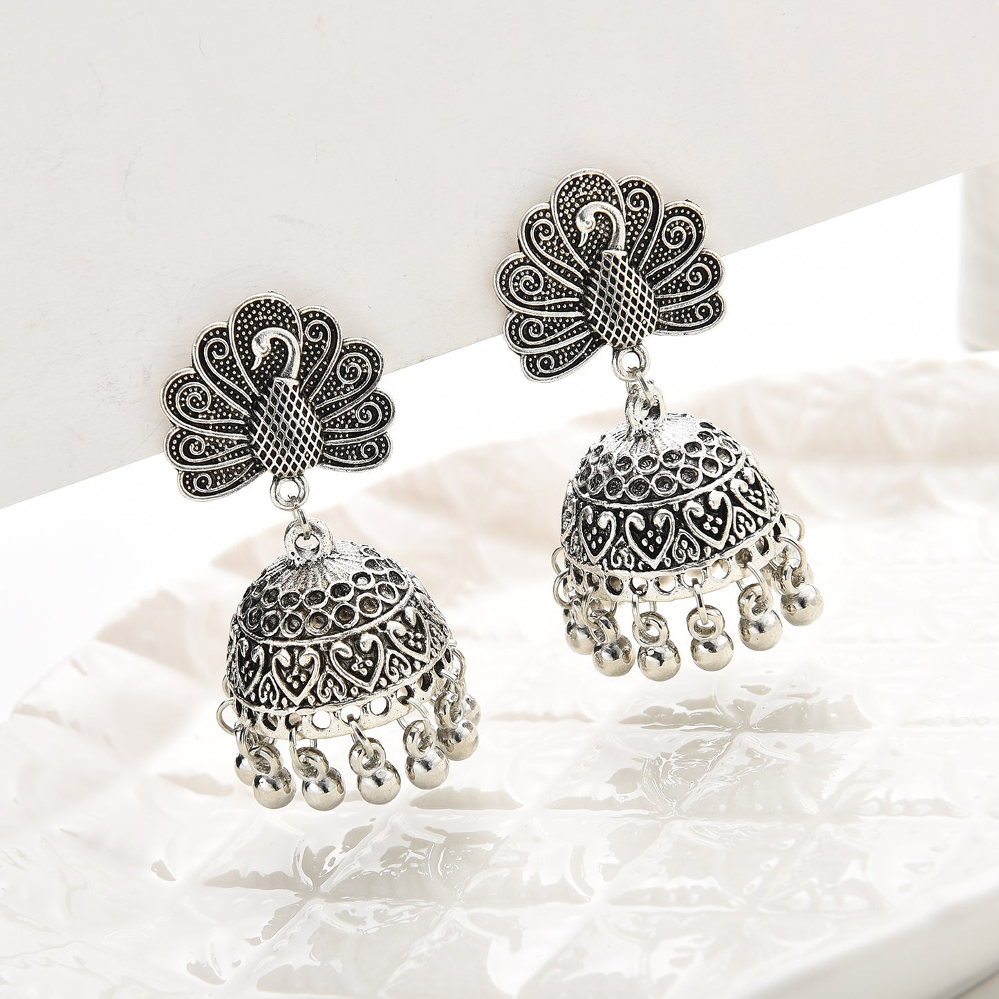 Fashion Alloy Creative Ornament Peacock Open Earrings