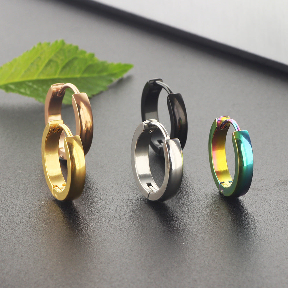 Men's Elegant Titanium Steel Ornament Curved Rings