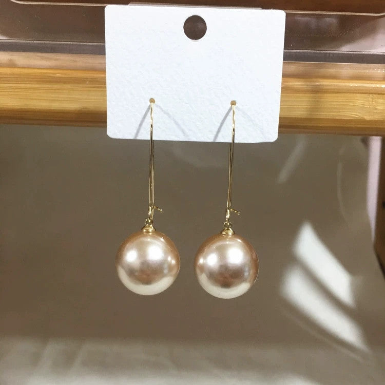 Women's Big Pearl Ear Hook Clips Temperament Earrings