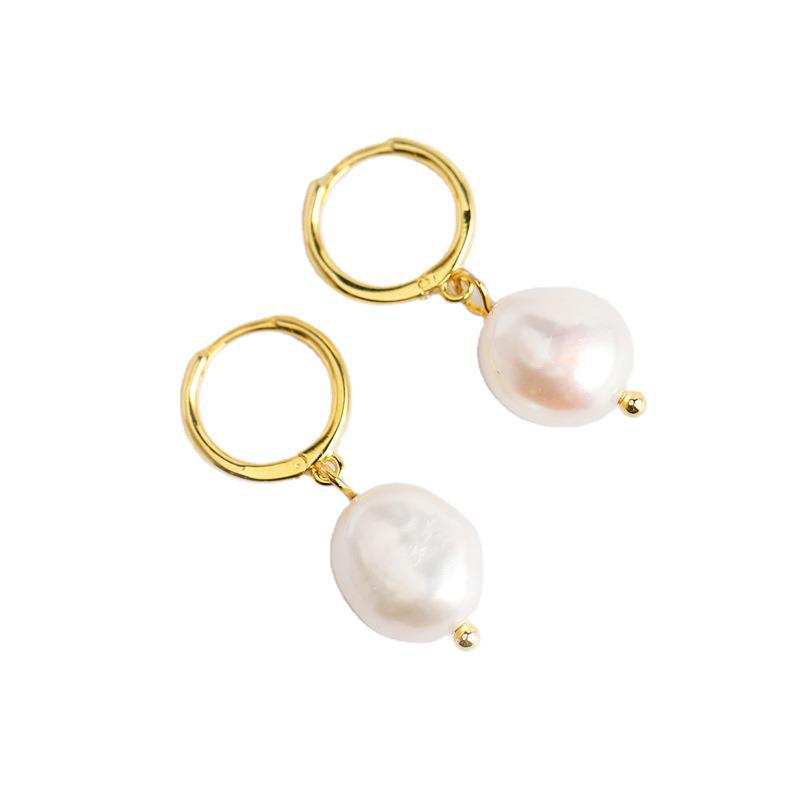 Women's High-grade Elegant Sterling Sier Baroque Freshwater Pearl Earrings