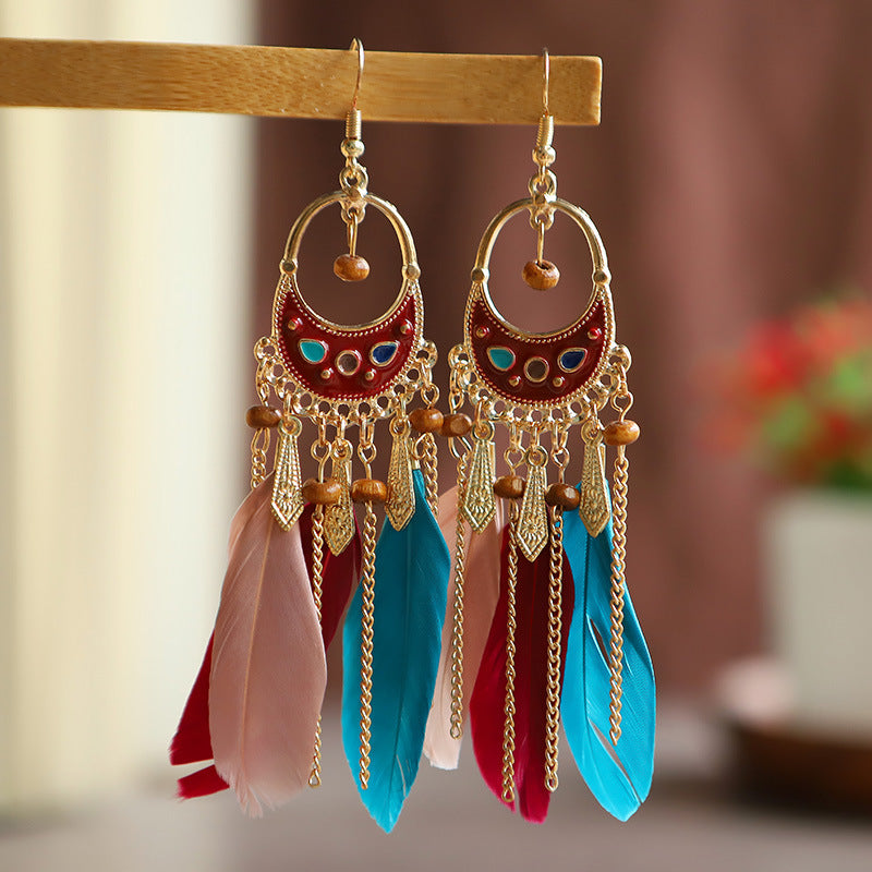 Fashion Geometric Dripping Feather Your Daisy Earrings