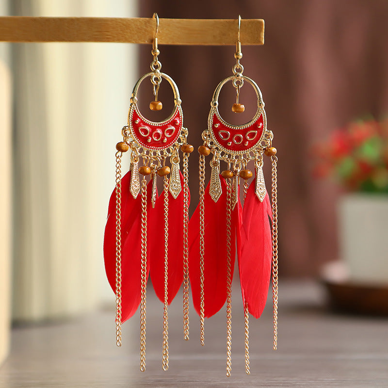 Fashion Geometric Dripping Feather Your Daisy Earrings