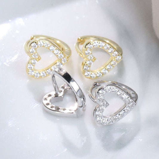 Women's Sier Jewelry Elegant Heart Zircon Earrings