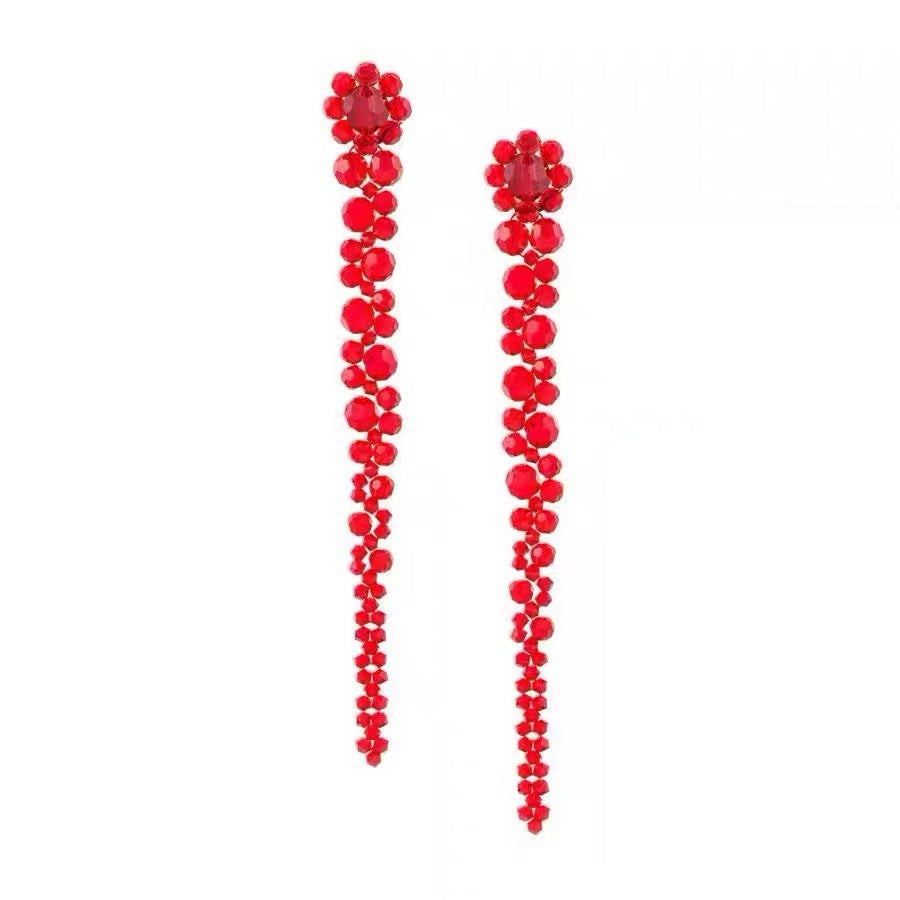 Solid Color Pomegranate Red Crystal Fish Earrings