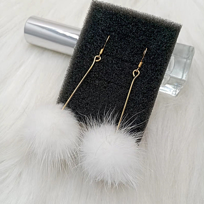 Korean Sier Needle Color Water Mink Earrings