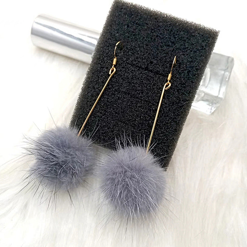 Korean Sier Needle Color Water Mink Earrings