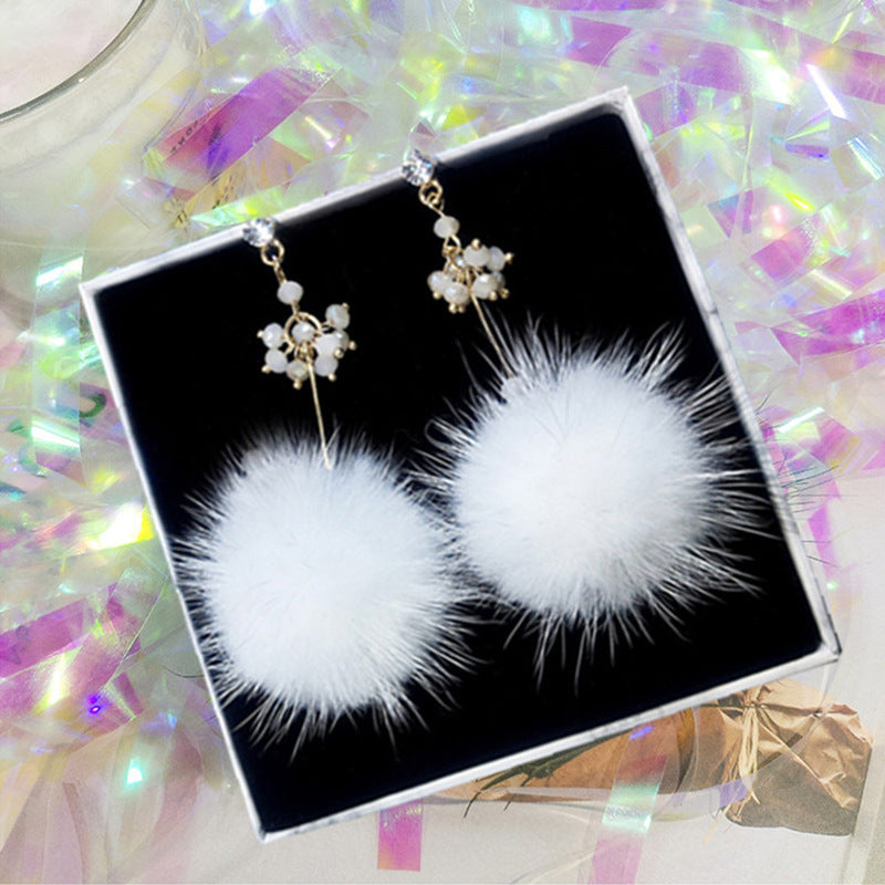 Korean Sier Needle Color Water Mink Earrings