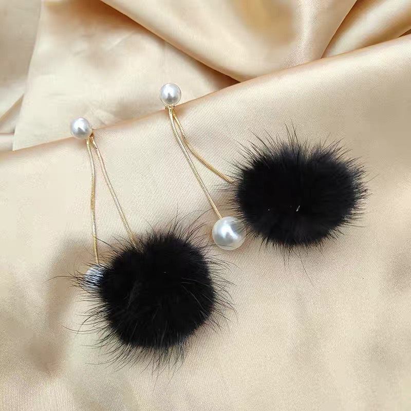 Korean Sier Needle Color Water Mink Earrings