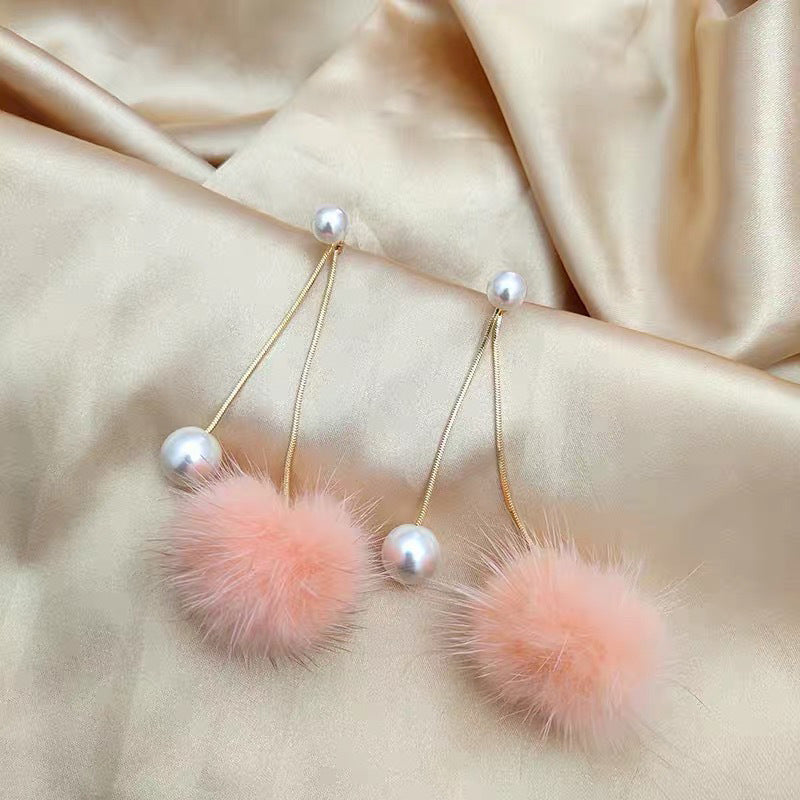 Korean Sier Needle Color Water Mink Earrings