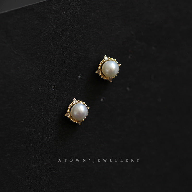 Pearl Sterling Sier Gold-plated Small Court Earrings