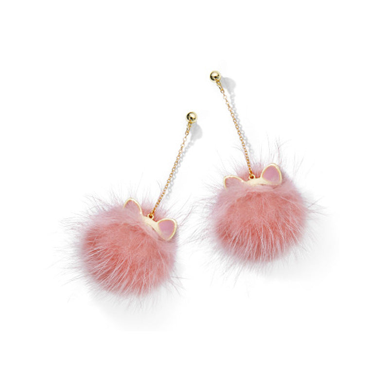 Korean Sier Needle Color Water Mink Earrings