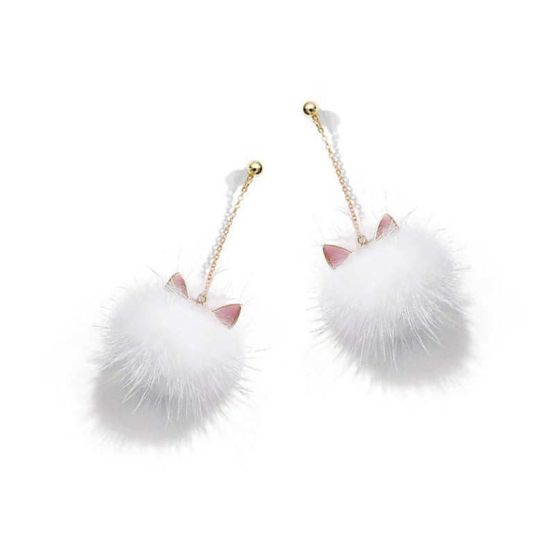 Korean Sier Needle Color Water Mink Earrings