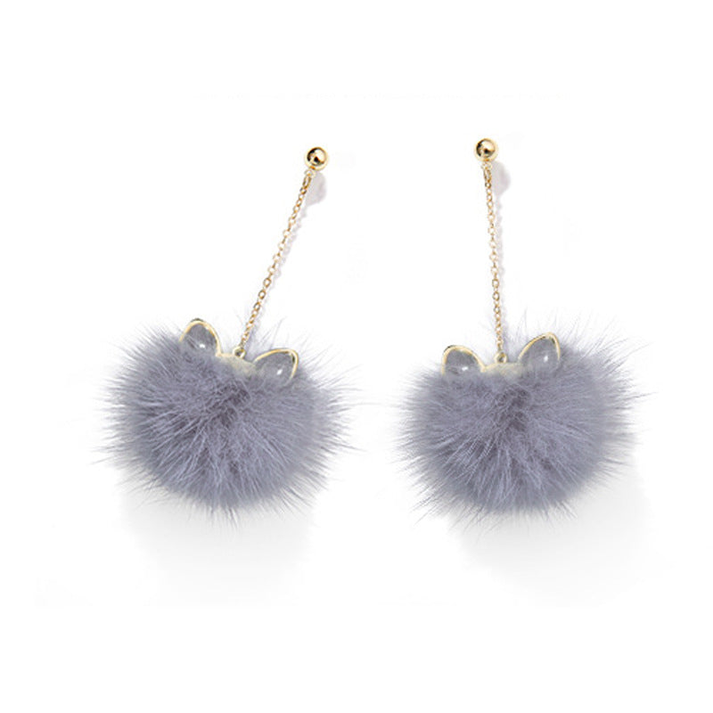 Korean Sier Needle Color Water Mink Earrings