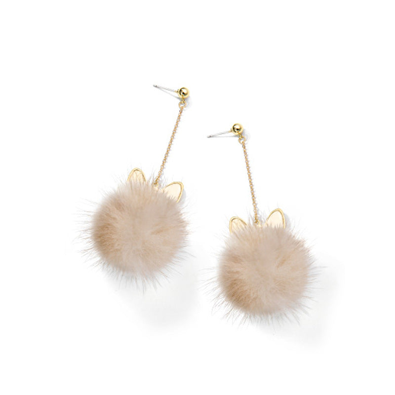 Korean Sier Needle Color Water Mink Earrings