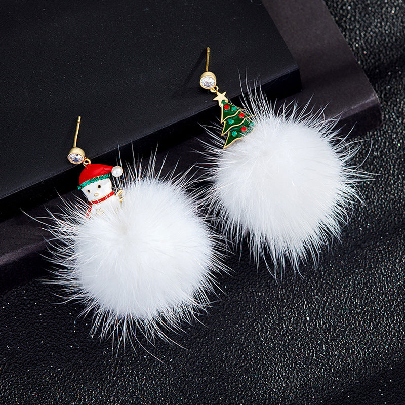 Korean Sier Needle Color Water Mink Earrings