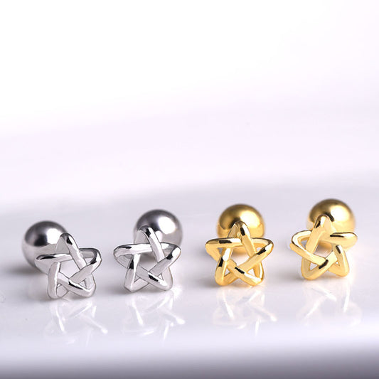 Women's Sier For Hollow Pentagram Graceful Cute Earrings