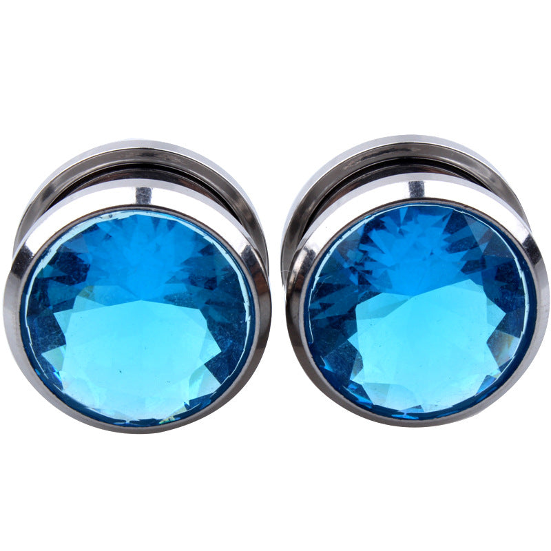 Stainless Steel Gem Pulley Ear Piercing Earrings