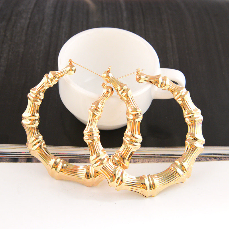 Exaggerated Golden Big Circle Hip Hop Earrings