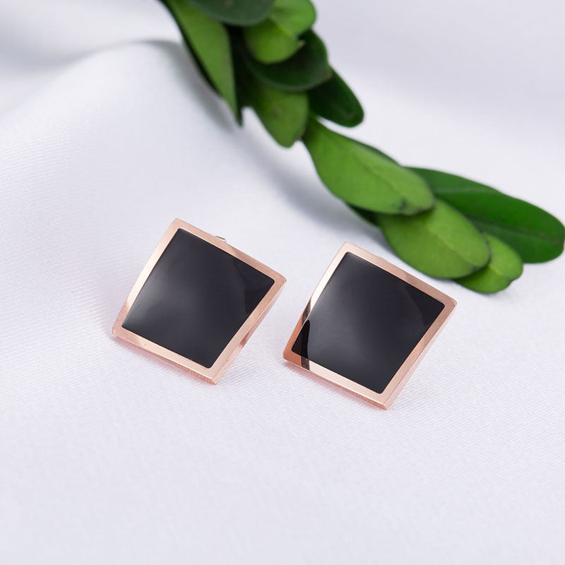 Square Temperament Titanium Steel Ear Personality Simple Earrings