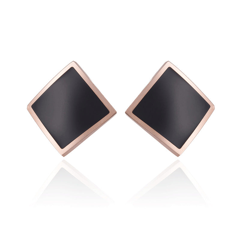 Square Temperament Titanium Steel Ear Personality Simple Earrings