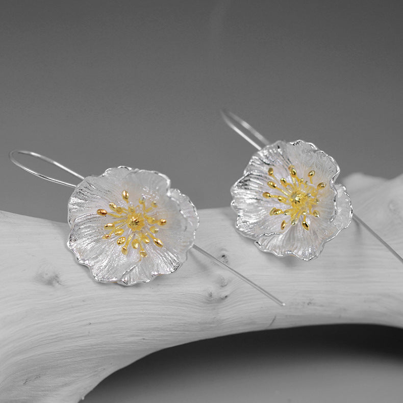 Summer Flower Sterling Sier Jade Beauty Earrings