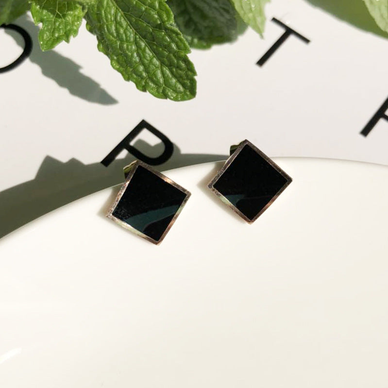 Square Temperament Titanium Steel Ear Personality Simple Earrings