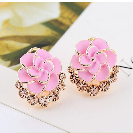 Fashion Korean National Fragrance Exquisite Peony Camellia Earrings