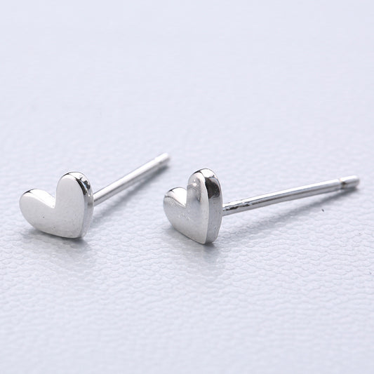 Women's Sier Needle Heart Bud For Earrings